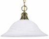 Hanging Pendant Fixture Alabaster Glass Dome Brass (HPENB1)