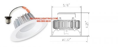 LED Recessed Retrofit 15 watt, 5000K, Dimmable  (# LEDR155D)